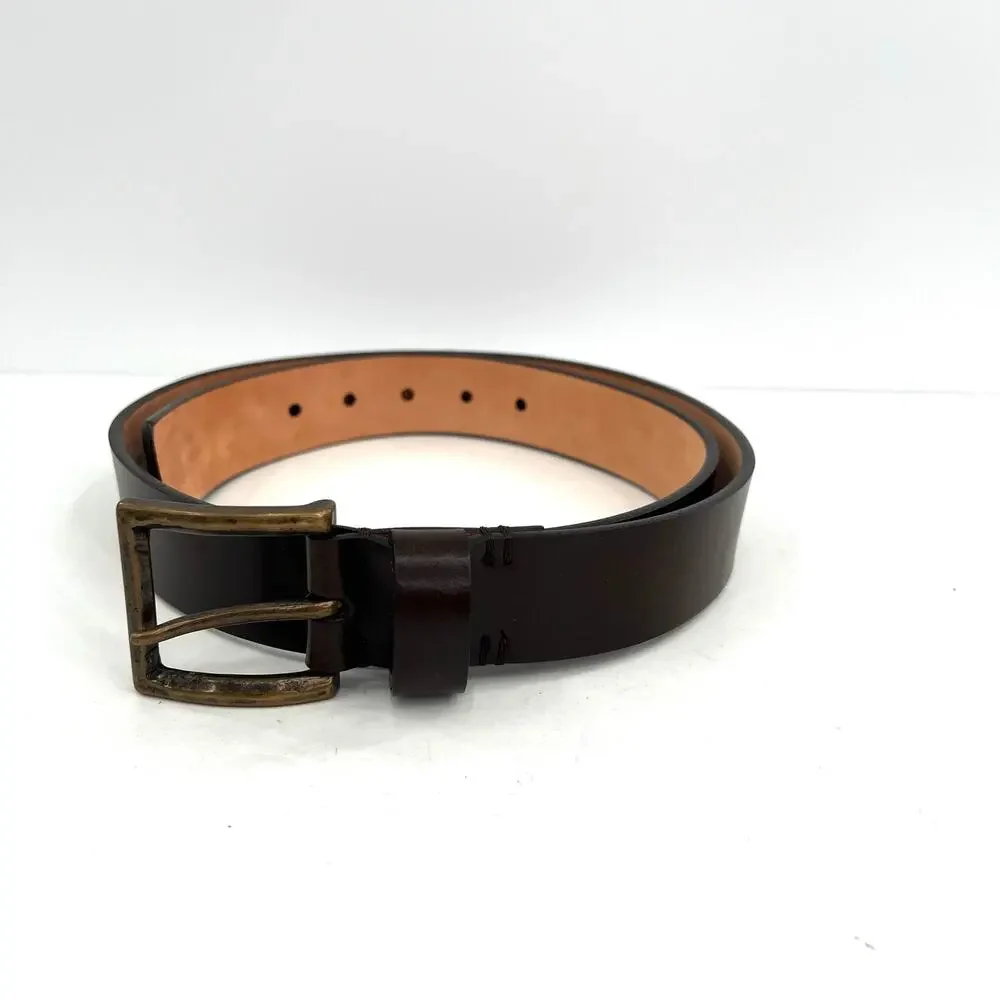 Trafalgar Ashton genuine Italian leather square buckle men’s brown tobacco belt